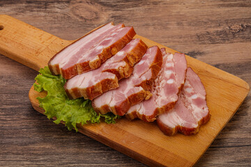 Tasty smoked pork brisket slice