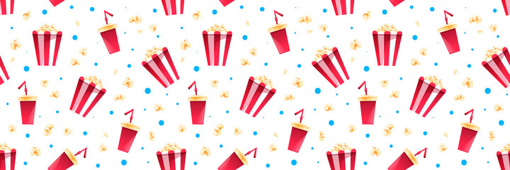 Seamless header with striped bucket of popcorn