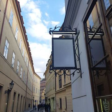 Street architecture in Prague, Czech Republic.