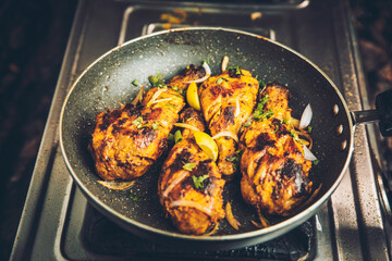 Homemade Pan Fried Rosted Chicken Leg Piece