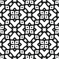 Geometric vector pattern with triangular elements. Seamless abstract ornament for wallpapers and backgrounds. Black and white colors.