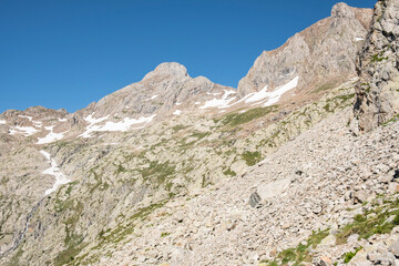 ascent to Garmo Negro peak, Pyrenean mountain range, Huesca, Spain