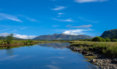 Fototapeta na wymiar Lakes, Mountains, with Blue Sky. 