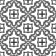 Geometric vector pattern with triangular elements. Seamless abstract ornament for wallpapers and backgrounds. Black and white colors.