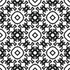 Geometric vector pattern with triangular elements. Seamless abstract ornament for wallpapers and backgrounds. Black and white colors.