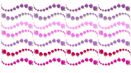 Horizontal wavy pattern of hearts