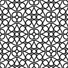 Geometric vector pattern with triangular elements. Seamless abstract ornament for wallpapers and backgrounds. Black and white colors.