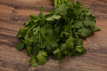 Green coriander or cilanto leaves heap