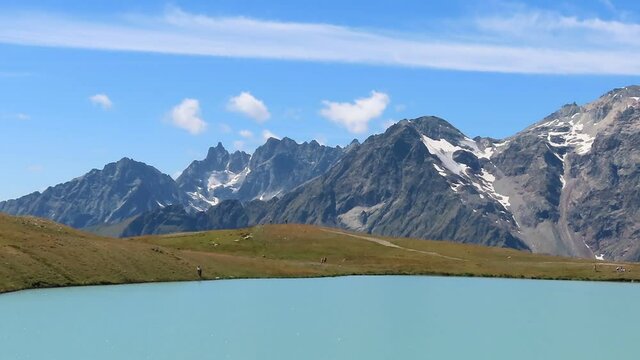 Alpine landscape seen from the Tramail lake, above Cervinia