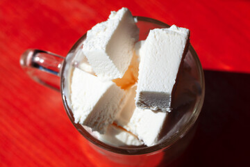 Ice cream in a glass , delicious dessert made by milk 