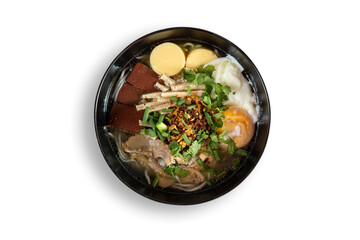 Noodle on wooden table.Delicious noodles, Thai food menu.