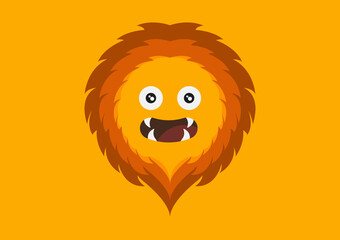 lion face in a cute style, with a yellow and brown color combination, and a yellow background