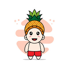 Cute kids character design wearing pineapple hat costume.