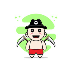 Cute kids character design wearing angel of death costume.