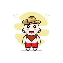Cute kids character wearing cowboy costume.