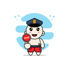 Cute kids character wearing police costume.