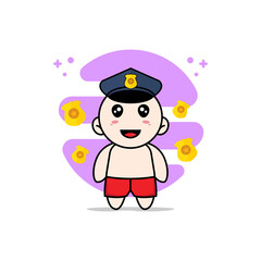 Cute kids character wearing police costume.