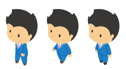 歩く男性のアイソメトリックイラスト