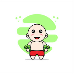 Cute kids character holding a money.