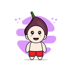 Cute kids character wearing fig costume.