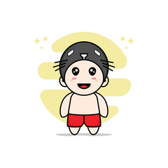 Cute kids character wearing seals costume.