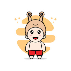 Obraz premium Cute kids character wearing snail costume.