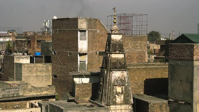An old temple in Raja Bazar Rawalpindi Pakistan with old houses