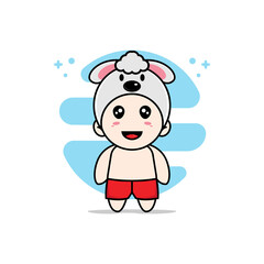 Fototapeta premium Cute kids character wearing dog costume.