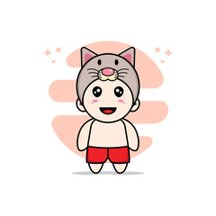 Obraz premium Cute kids character wearing cat costume.