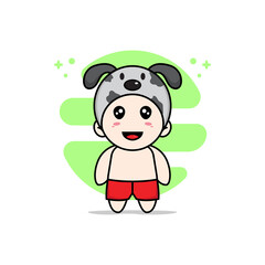 Cute kids character wearing dog costume.