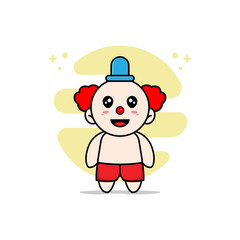 Cute kids character wearing clown costume