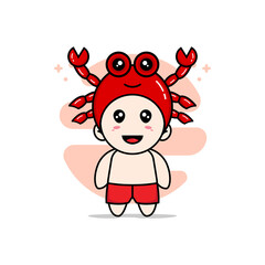 Cute kids character wearing crab costume.