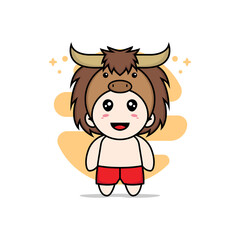 Cute kids character wearing bull costume.