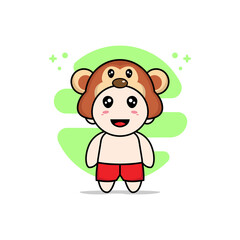 Obraz premium Cute kids character wearing monkey costume.