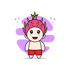 Cute kids character wearing Dragon fruit costume.