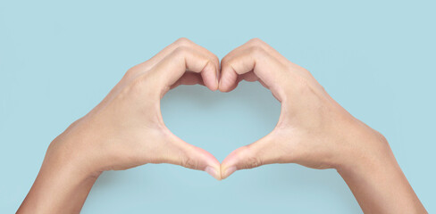 Hands making sign Heart isolated. Beautiful hands  with copy space