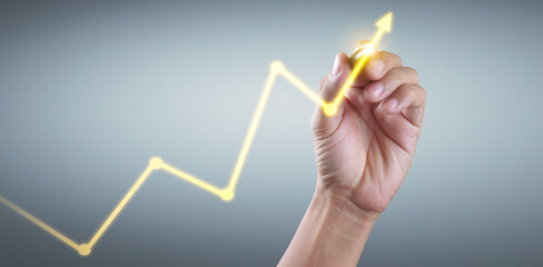 Hand drawing  chart, graph stock of growth