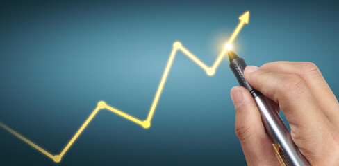 Hand drawing  chart, graph stock of growth