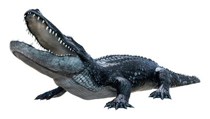 3D Rendering Black Alligator on White