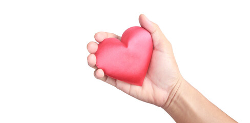 Obraz na płótnie Canvas Hands holding red heart. heart health donation concepts