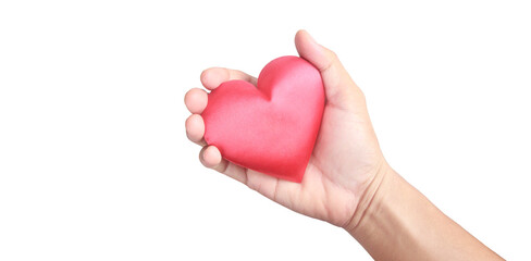 Obraz premium Hands holding red heart. heart health donation concepts