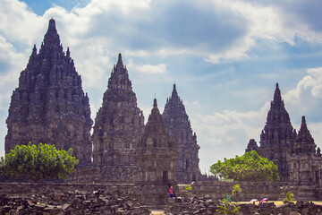 Prambanan temple is famous Indonesian Hindu temple dedicated to the Trimurti: the Creator (Brahma),...