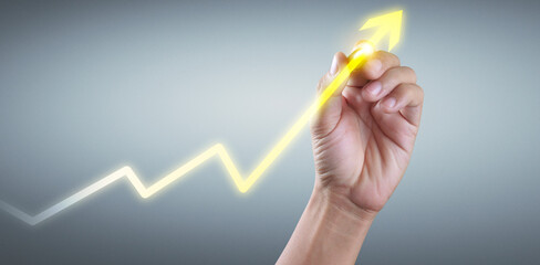 Hand drawing  chart, graph stock of growth