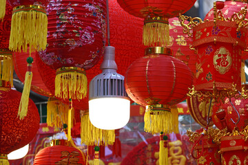 Decorations, handicrafts at Wanchai Market, Hong Kong, prior to Chinese Lunar New Year