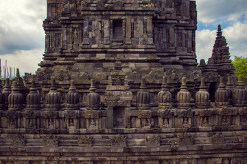 Bas-reliefs showing Hindu mythology in Prambanan temple in Yogyakarta, Java island, Indonesia