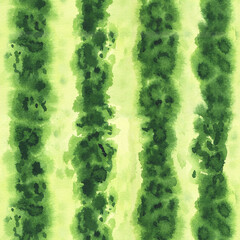 Watermelon watercolor striped green seamless pattern.