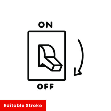 Light off, electric switch line icon. Power turn off button outline style sign for web and app. Toggle switch off position vector illustration on white background isolated. Editable stroke EPS 10