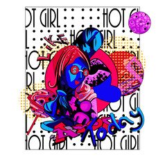 urban graffiti from modern trends. the concept of modern youth and reality. bright unusual characters and attributes of life. For prints, corporate identity, covers, magazines, stickers