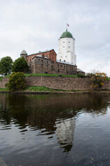 Fototapeta na wymiar The medieval Vyborg castle with Olav tower in Leningrad region Russia