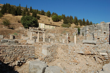 Fototapeta na wymiar View of the main places and monuments of Turkey. Roman ruins of Ephesus. World Heritage Site
